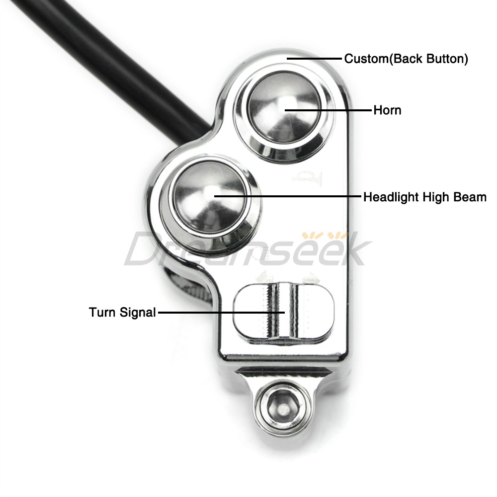 Chrome 25mm Universal Handlebar Switch Horn Button Control for Harley Motorcycle
