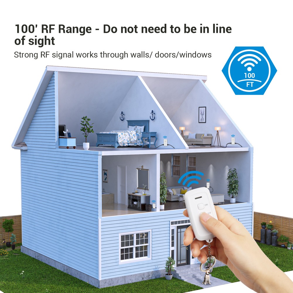 DEWENWILS Wireless Remote Control Outlet Electrical Remote Light Switch White
