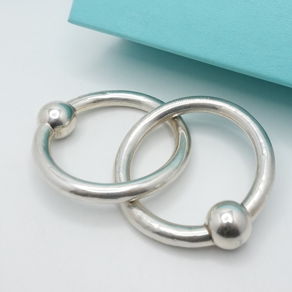 Tiffany & Co. Sterling Silver Interlocking Circles Baby Rattle Box