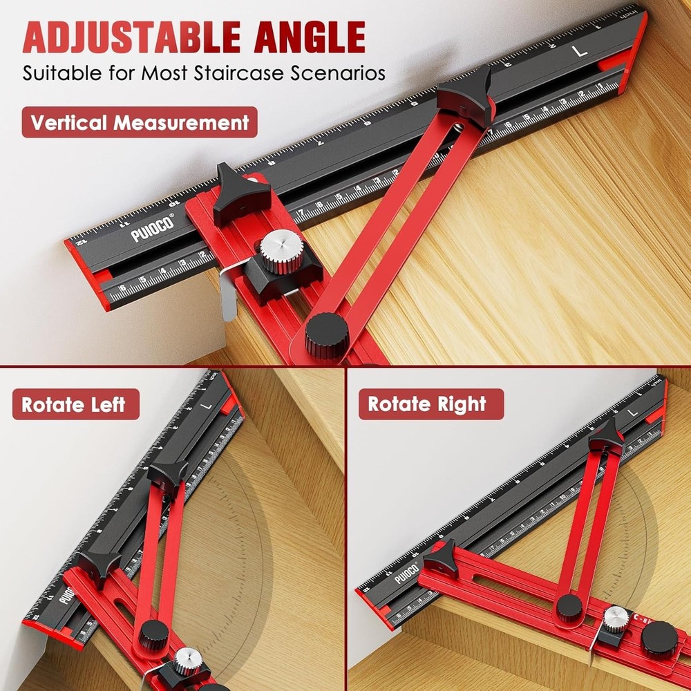 Stair Tread Template Tool, Stair Measuring Tool with Triangular Structure Brace