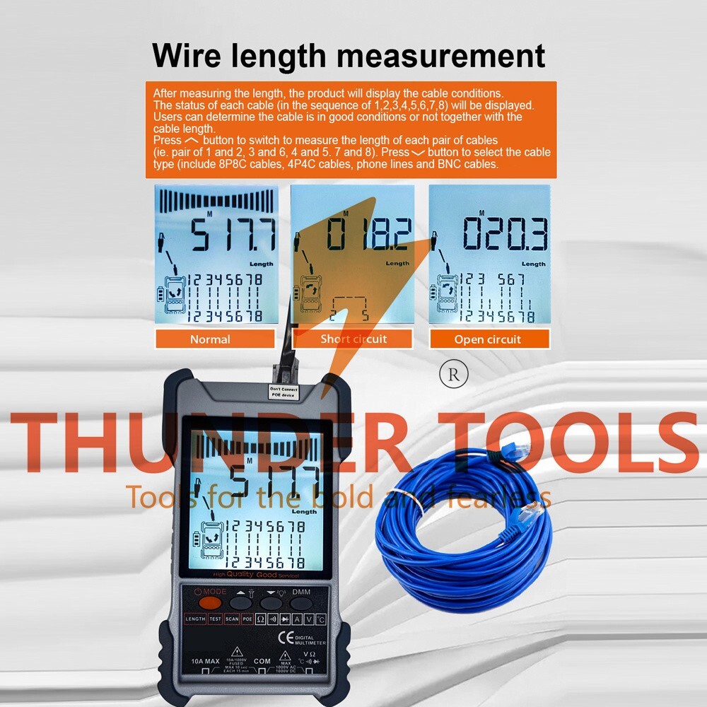 Thunder Tools KKMoon KKM618 Handheld Portable Cable Tester with LCD