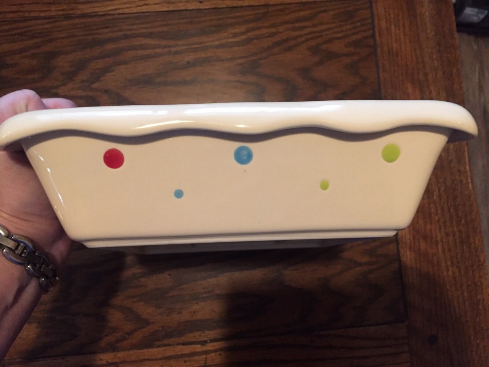 Temptations Bakeware Multicolored Dots On Cream 1.5 Quart 8” Square Baker