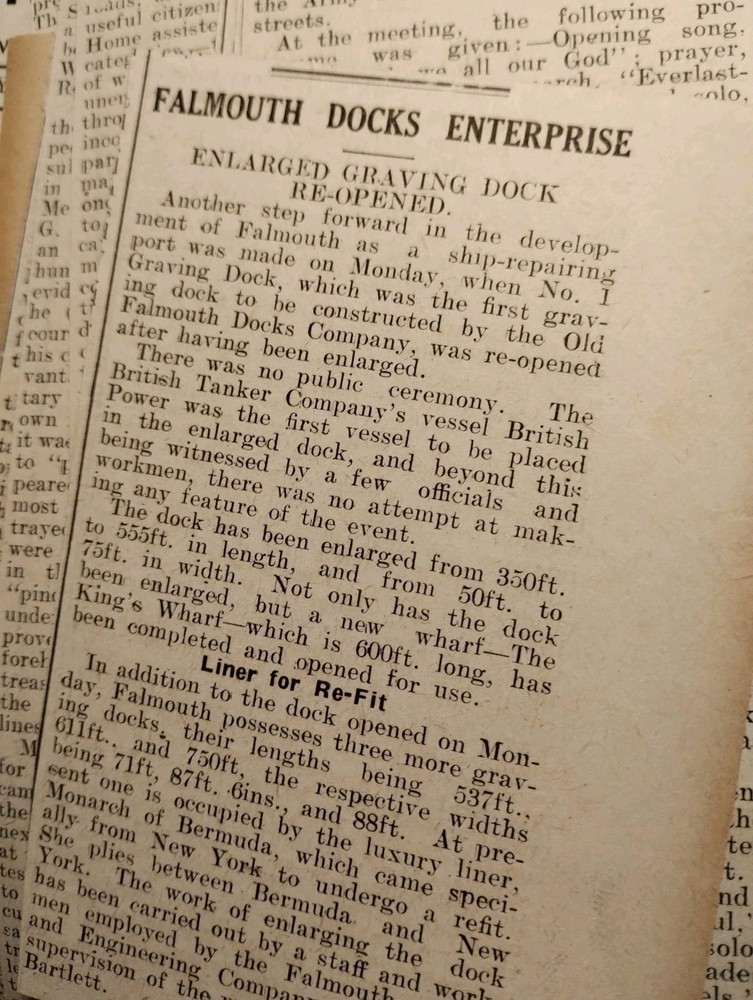 Sk252 Ephemera 1937 Article Falmouth Docks