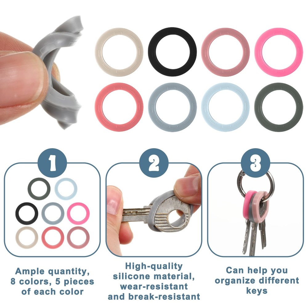 40 PCS Colored Key Covers Caps, 8 Colors Soft Silicone Key Identifier Coding ...