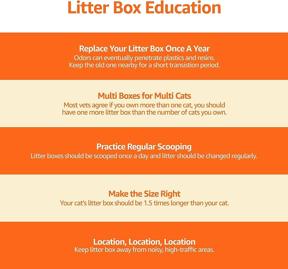 Large Cat Litter Box with High Sides, Top Entry, Odor Control, Includes Scoop, 2