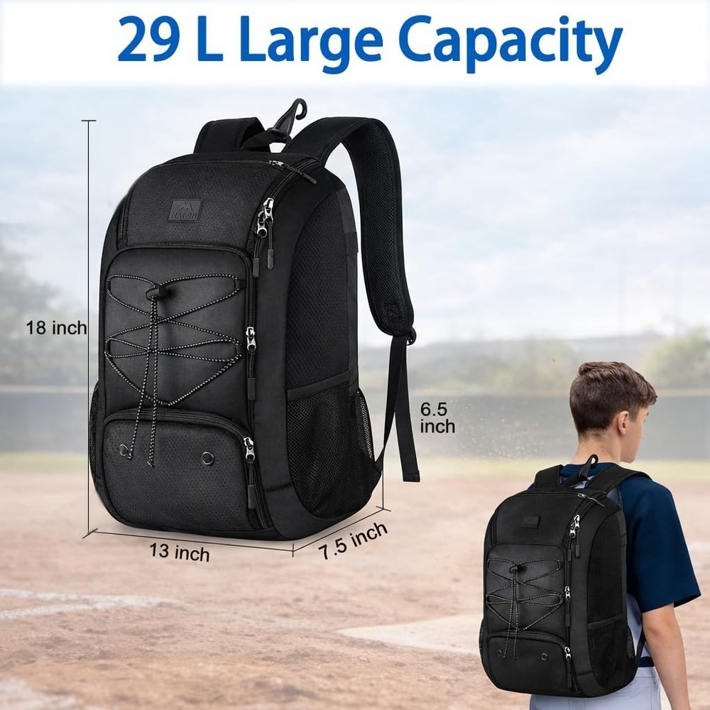 Lightweight Baseball Backpack with Shoe Compartment & Pockets