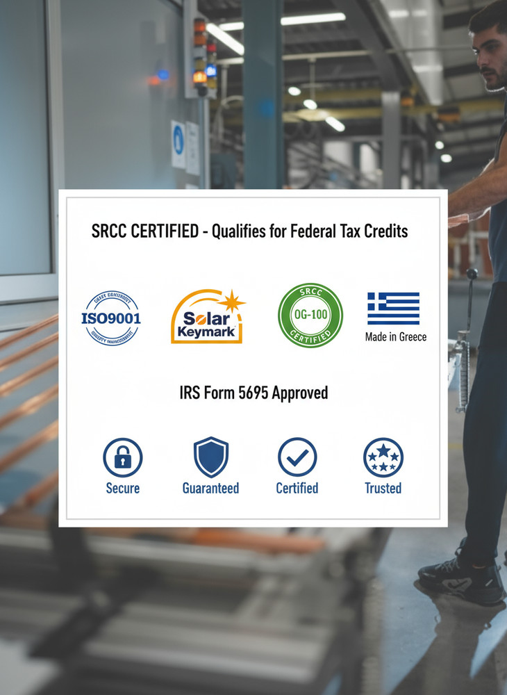 Solar Water Heater 53 Gallons Dimas Greece SRCC $500-$1750 Tax Credits