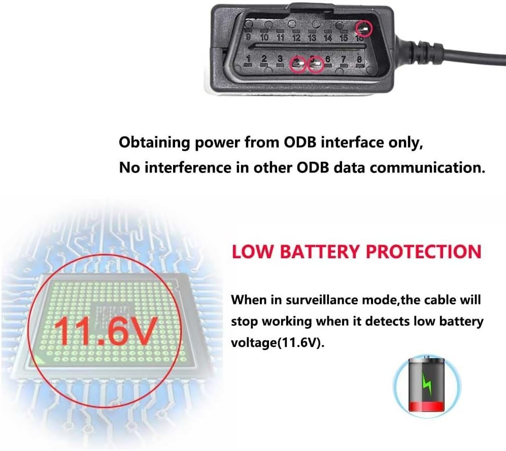 24/7 Dash Camera Power Supply - OBD Type-C Cable with Mode Switch Functionality