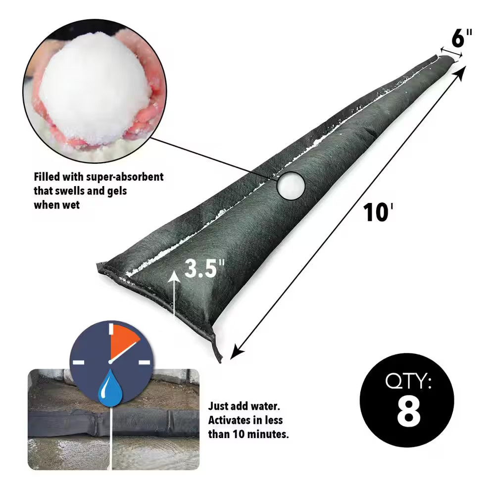 Water Activated 10 Ft. Flood Barrier (8-Pack)