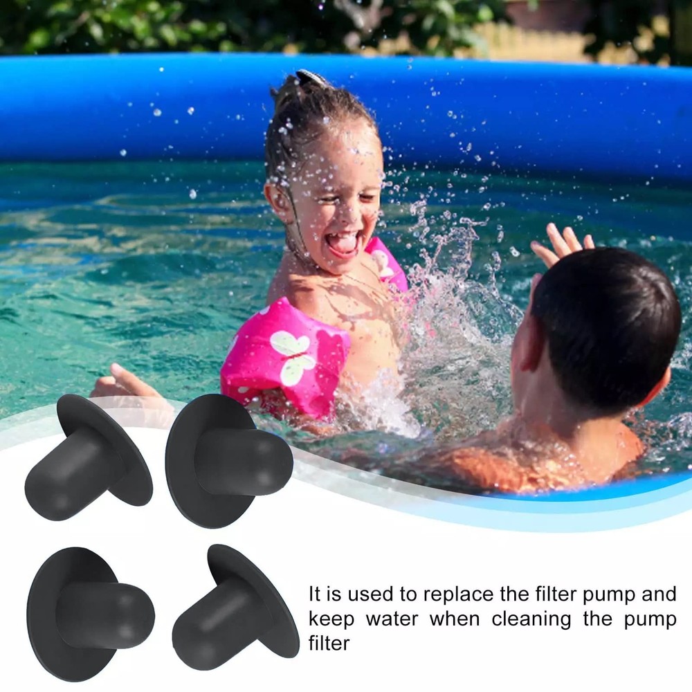 4 Pack Pool Wall Plug Replacement,Pool Stopper Plugs,Pool Black