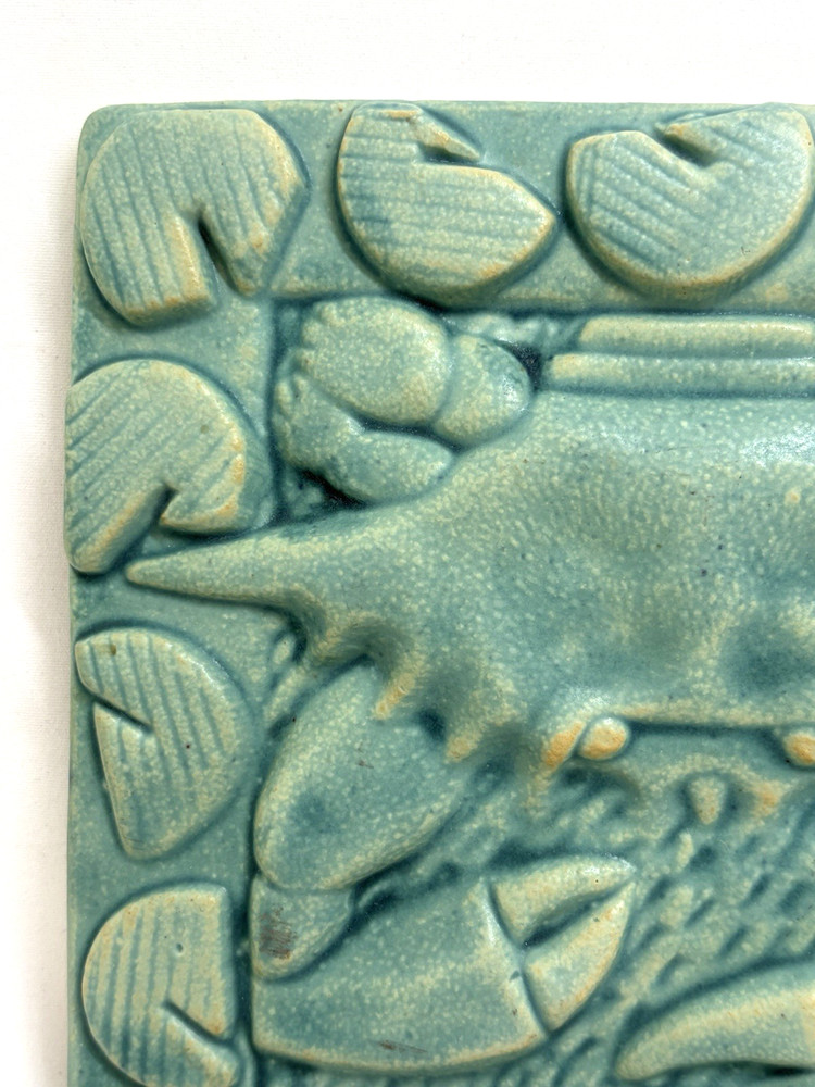 6" Crab Art Handmade Ceramic Tile Artist Signed