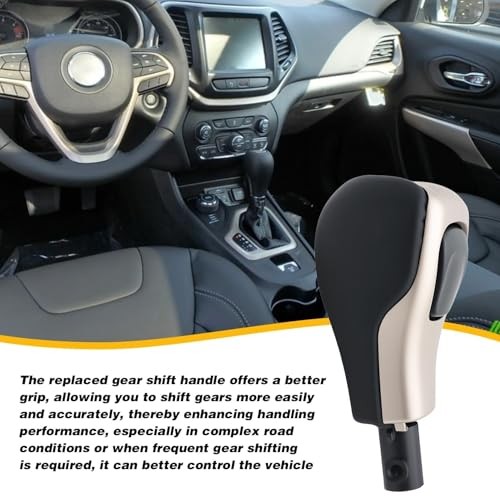 Gold Gear Shift Knob Handle with Button Compatible with Cherokee 2014-2019