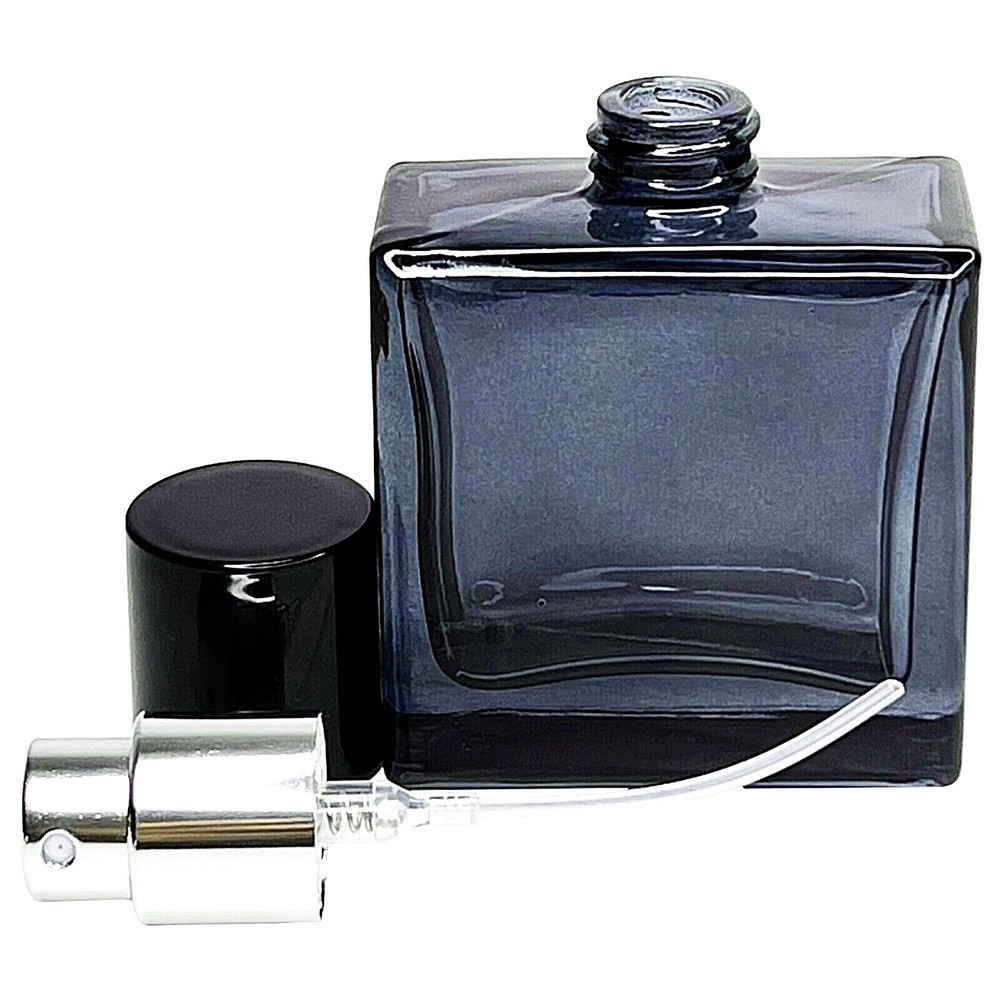 30ml 1oz blue empty glass perfume square spray bottles silver atomizer