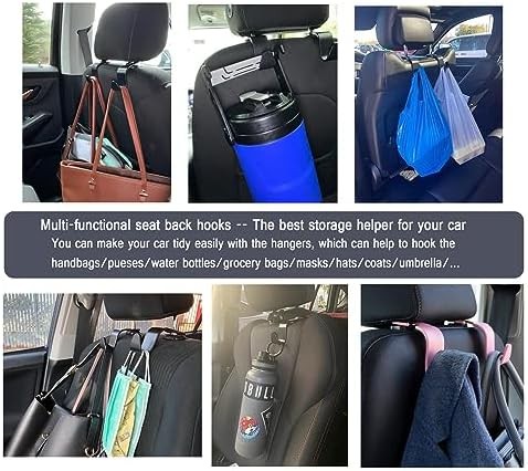 Car Seat Headrest Hook Hanger Organizer 4 Pack Black