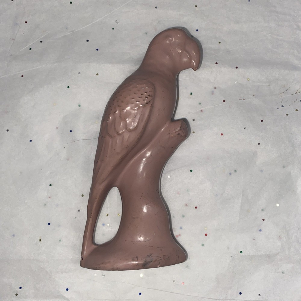Vintage 6” Pink Ceramic Parrot on Tree Stump