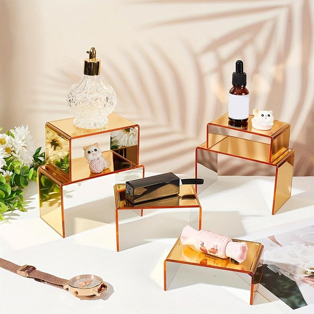 6pcs Acrylic Display Stand Riser 3 Sizes Storage Rack for Tabletop