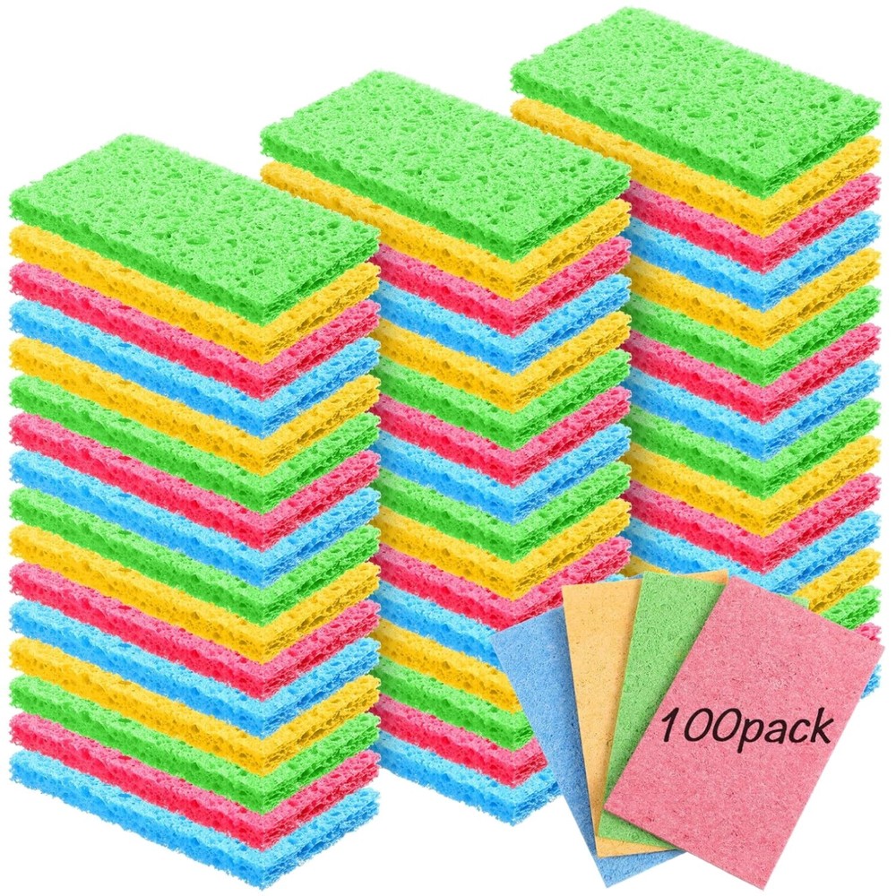 100 Bulk Kitchen Sponges Multicolor Pack