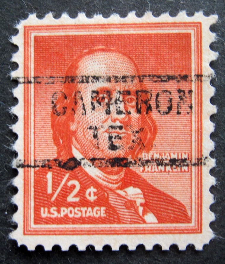 Sc # 1030 ~ 1/2 cent Liberty Issue, Precancel, CAMERON TEX. (bd22) b