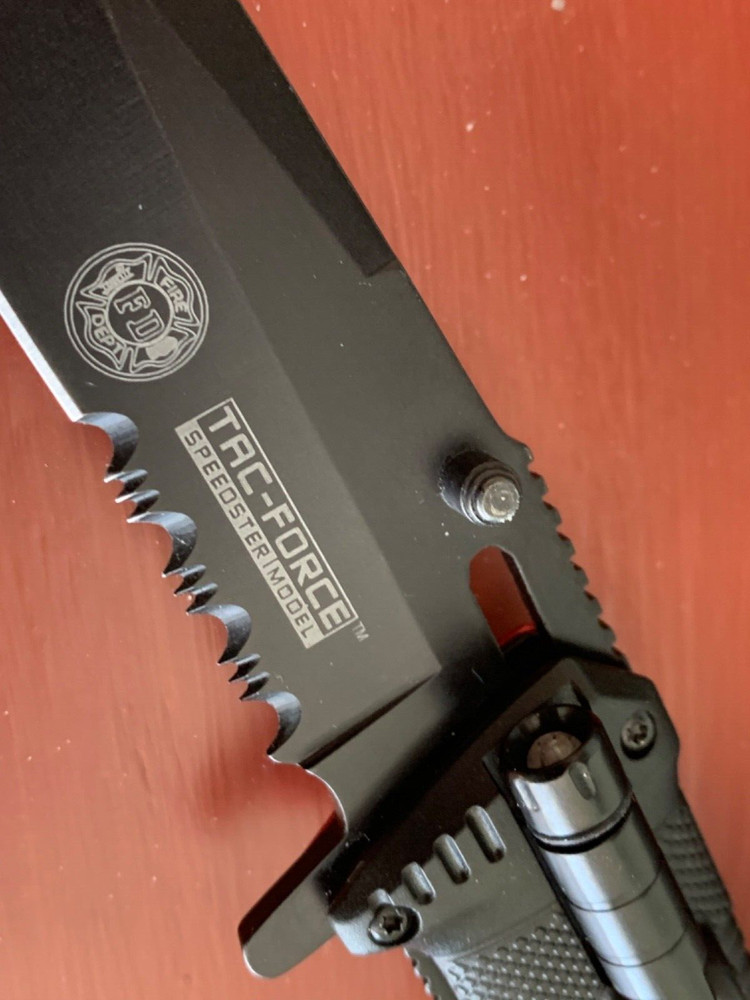 Tac-Force Red Firefighter Assisted Open Knife LED Light EDC NEW.