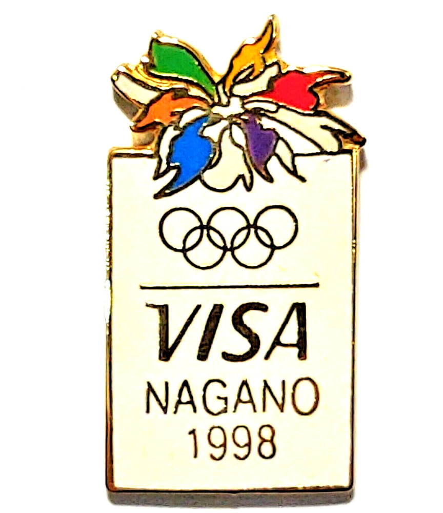1998 Nagano Olympics VISA White Lapel Pin