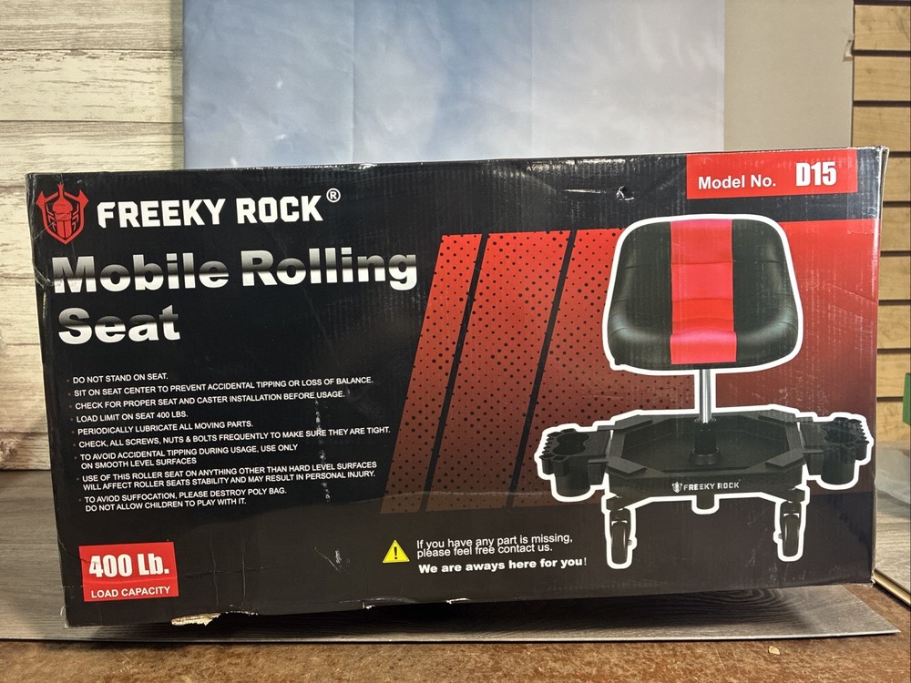 Adjustable Rolling Mechanic Stool with Wheels 400 LBS Capacity Red 💥