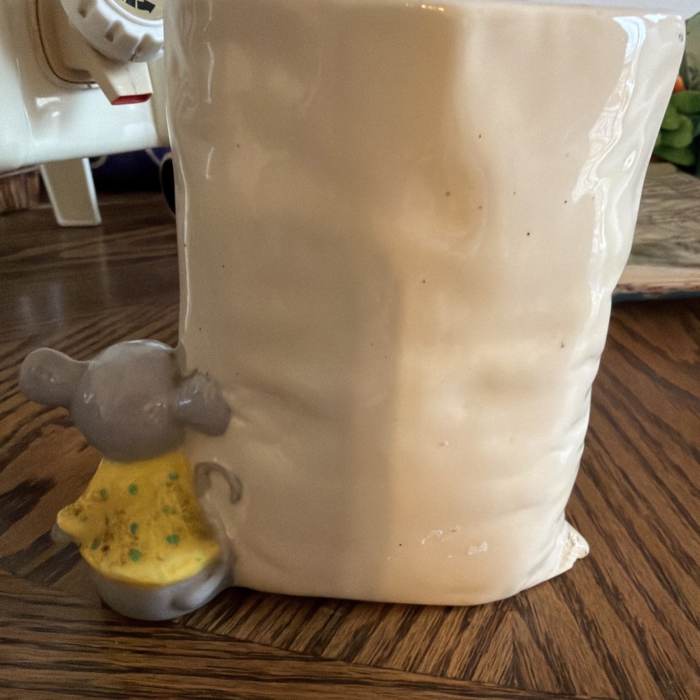 Ceramic Vase/ Match Holder Apple Seed With Mouse