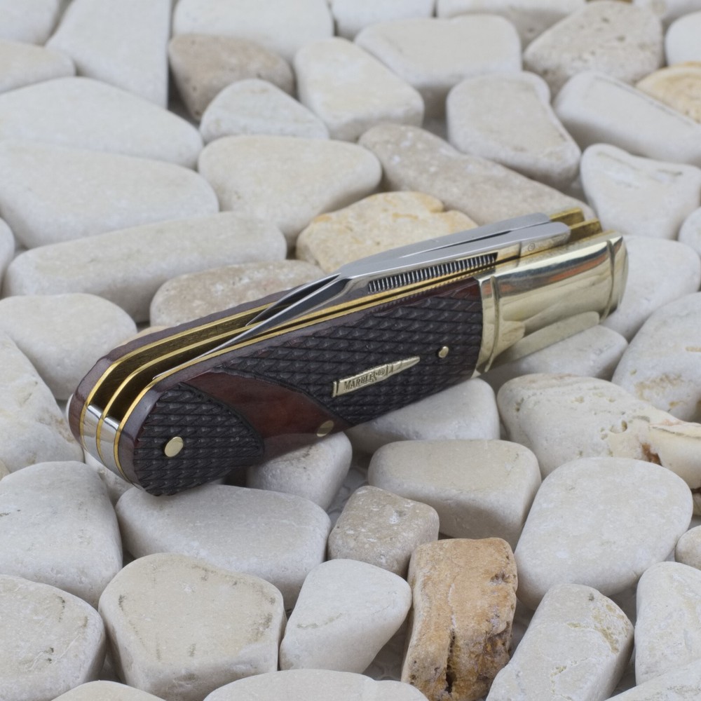 Marbles Barlow Folding Knife Brown Checkered Bone Handle MR684