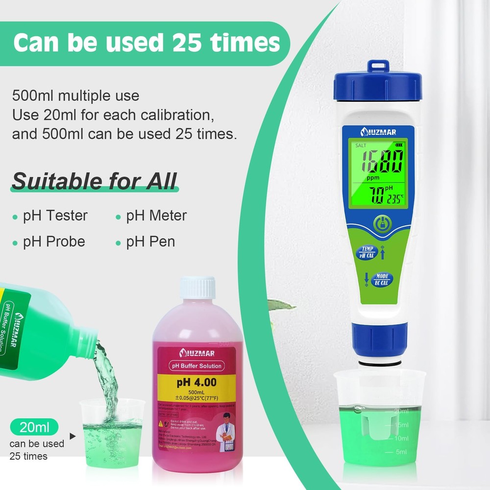 500ml Tester pH 7.00/4.00 Buffer Solution Each and Digital Meter