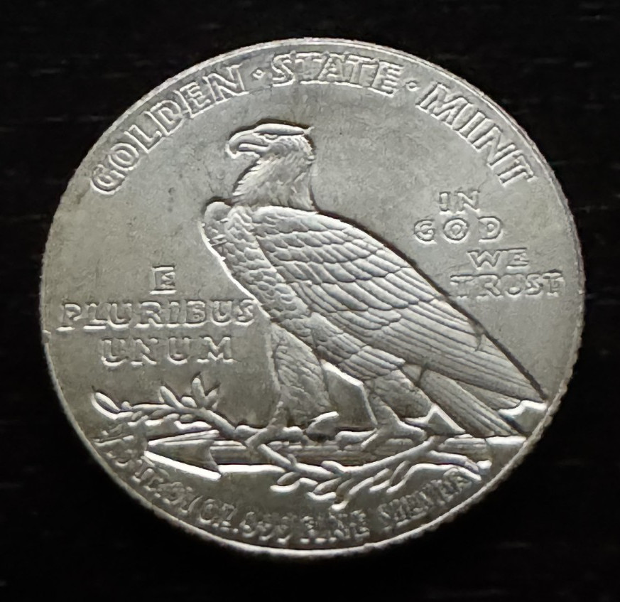 Silver 1/10 oz Incuse Indian Round, .999 Silver