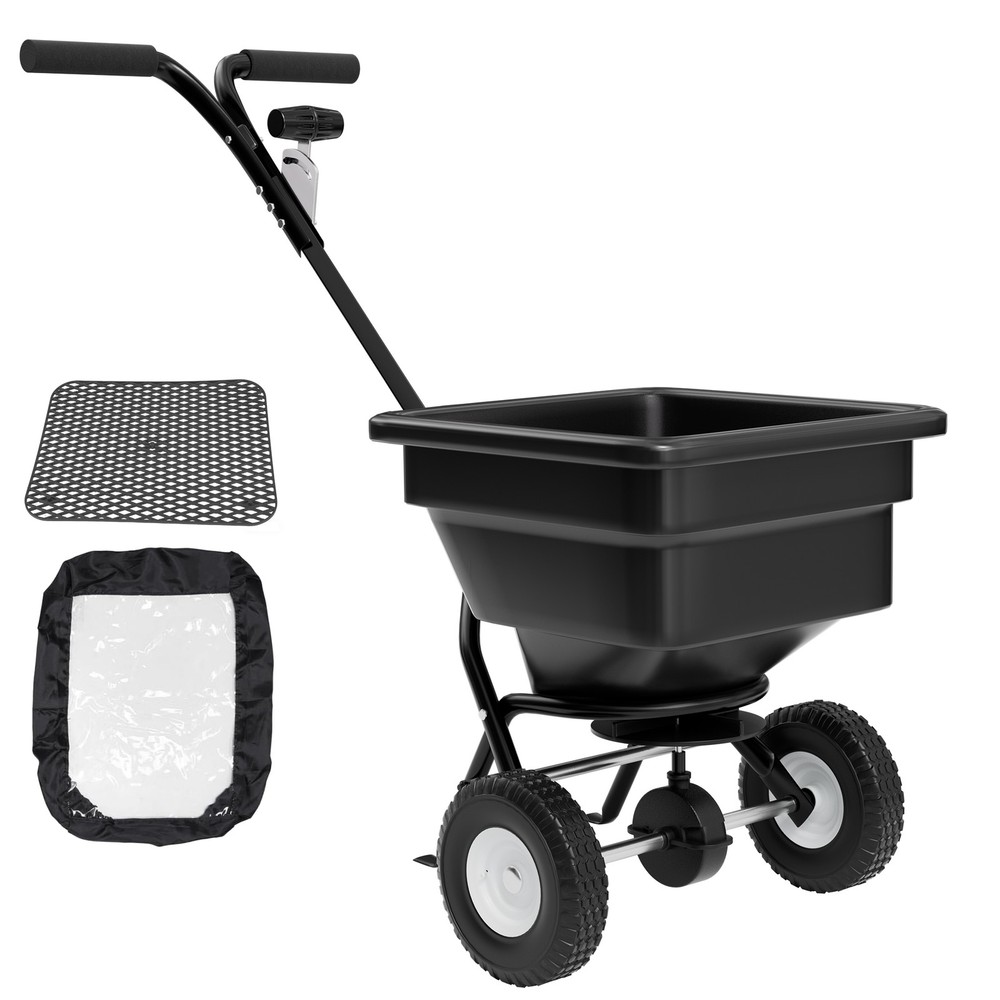 Fertilizer Spreader Walk-Behind Push Broadcast Spreader w/30-Level Flow Control