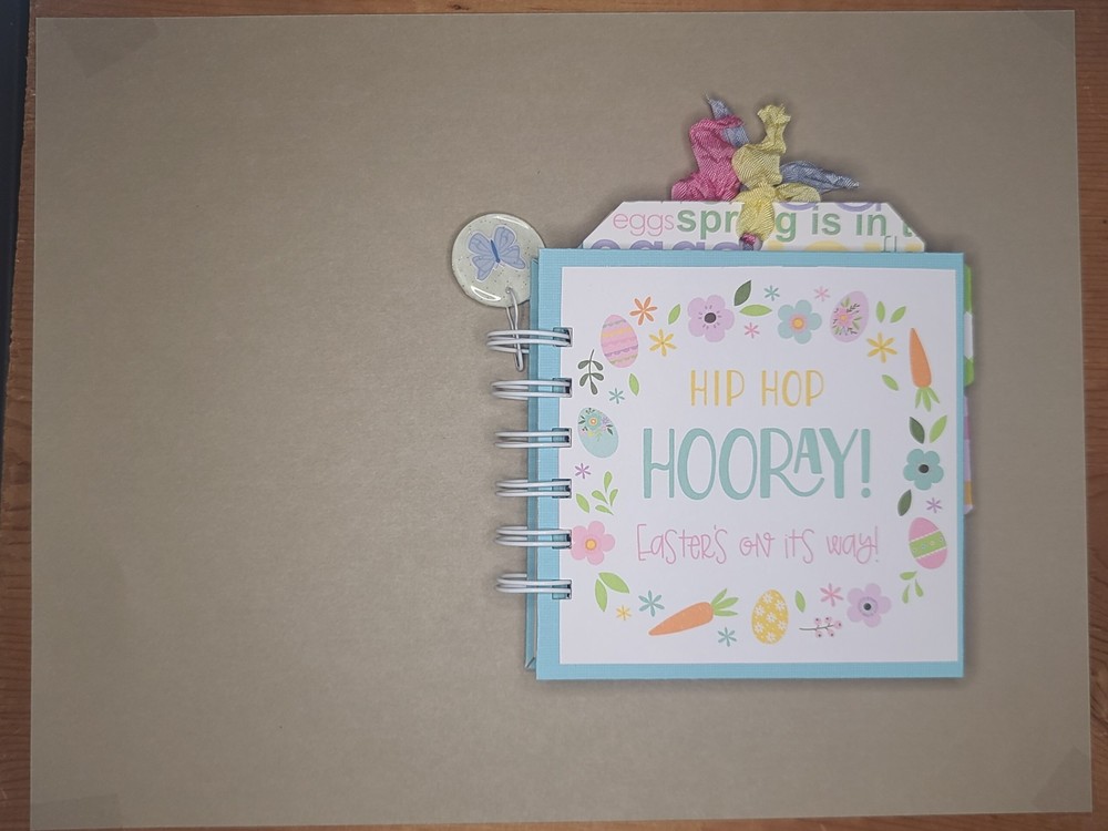 Little cinched journal notebook, Easter, handmade