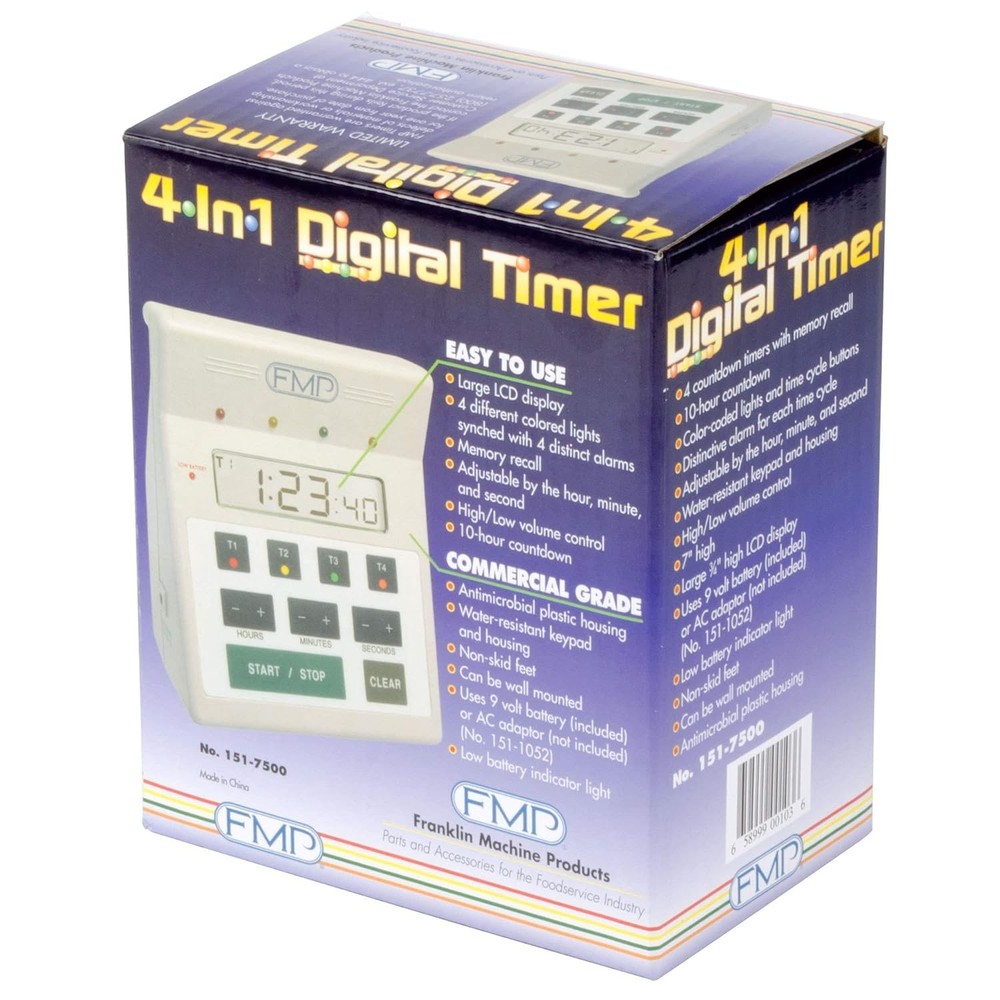 Digital 4-Channel Commercial Kitchen Countdown Timer
