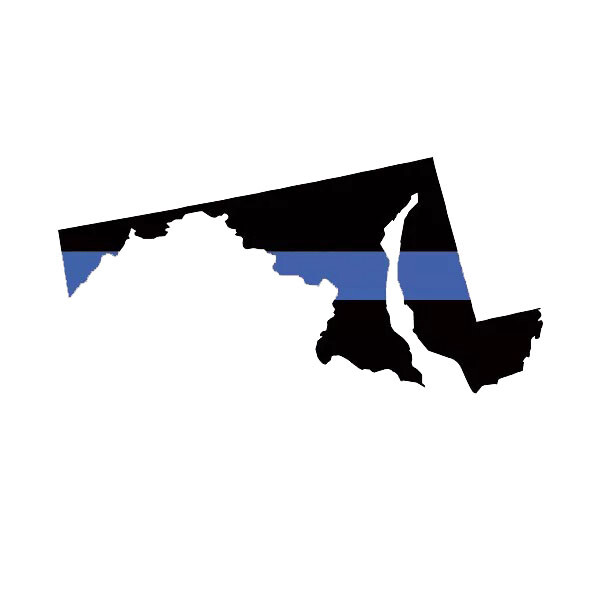 Maryland State Shaped The Thin Blue Line Sticker Decal