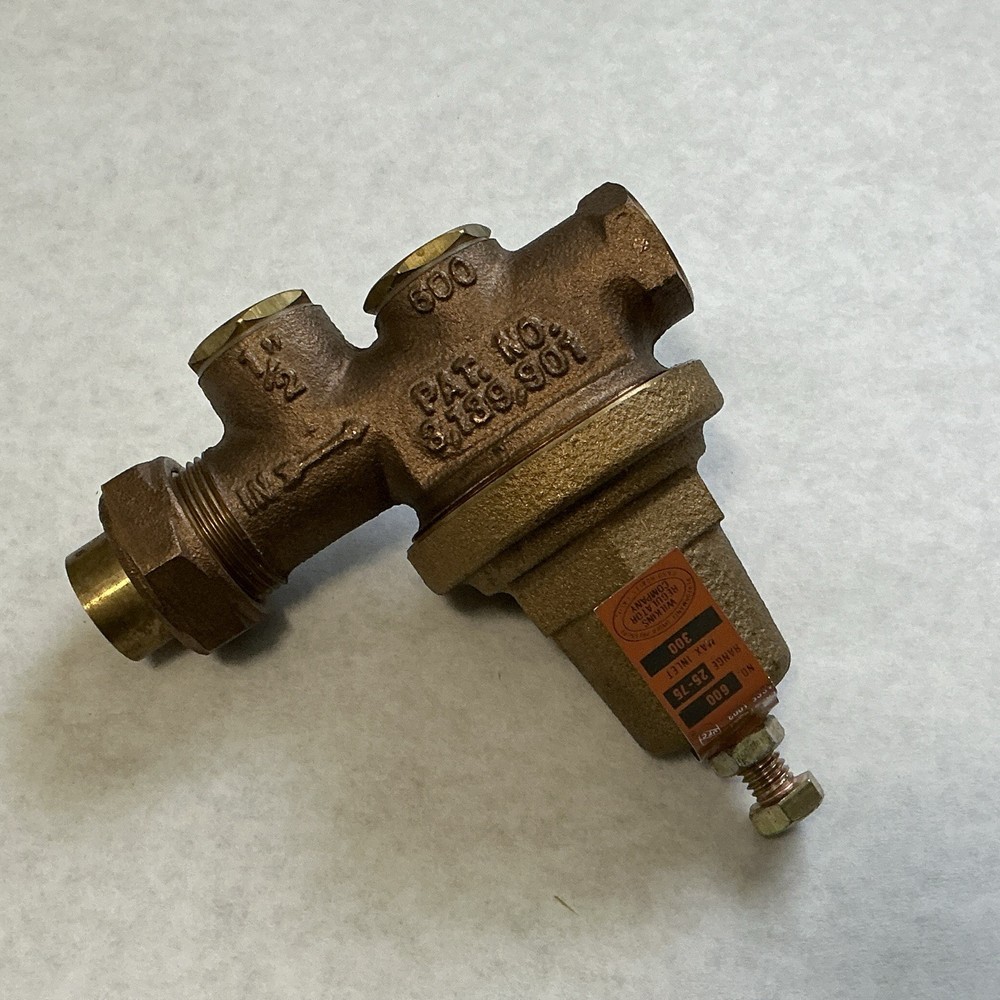 Pressure Reducing Valve, Wilkins 1/2”, 600 Max Inlet 300 Double Union Range25-75
