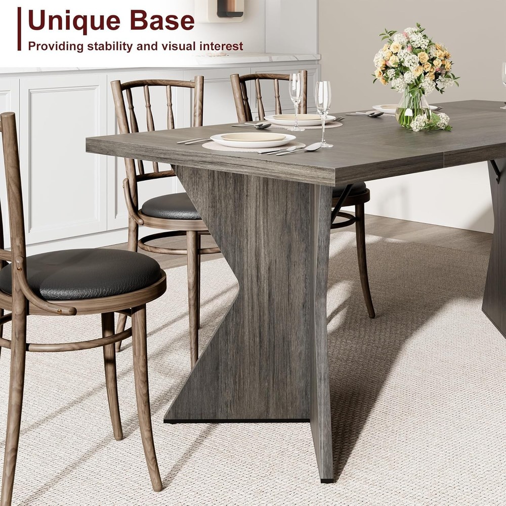 Double-Sided Triamine Rectangular Dining Table-Iron Foot 1 grey Panel Thick