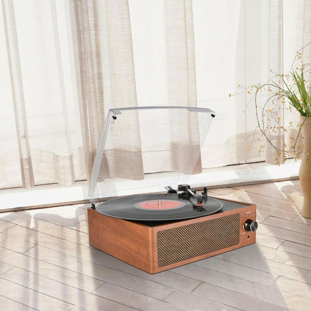 Bluetooth Record Player Belt-Driven 3-Speed Turntable, with Headphone Jack