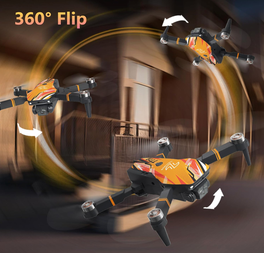 TT19 Drone with 1080P Camera Orange Foldable Quadcopter Obstacle Avoidance