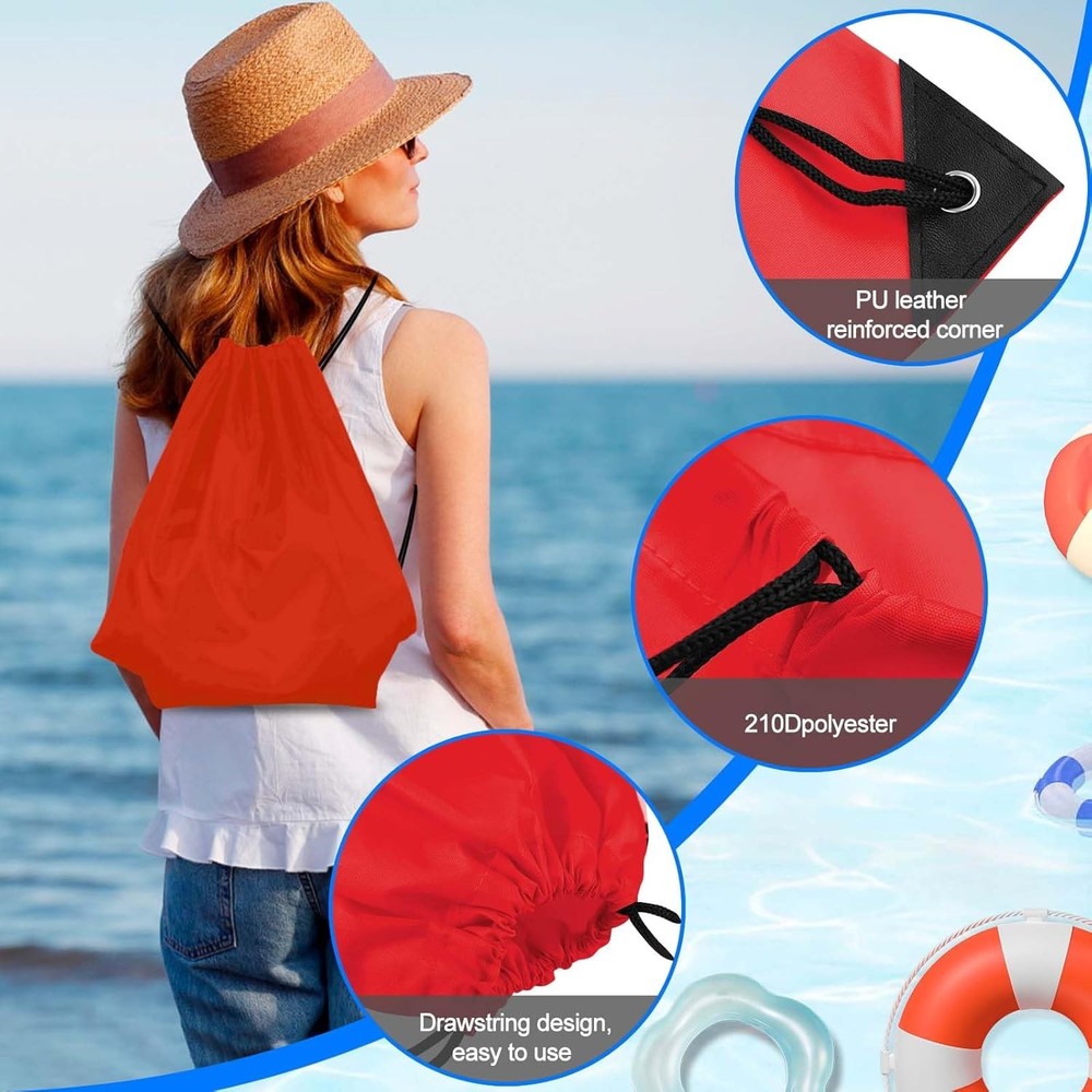 PLULON 2Pcs Drawstring Bags Bulk Red Backpack String