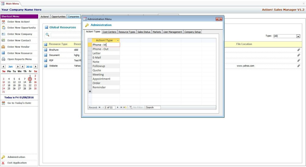 MS Access Based Sales Manager CRM Software - Use As-Is or Customizable