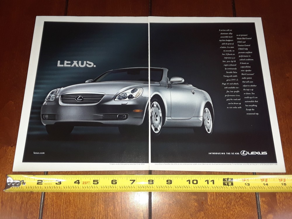 2001 LEXUS SC 430 ORIGINAL 2 PAGE AD