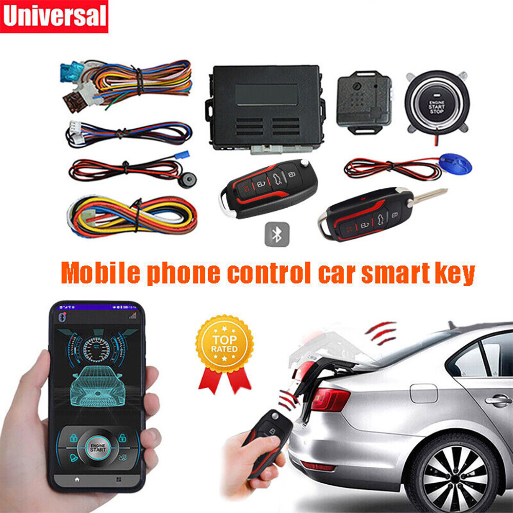 Auto Keyless Entry Engine Start Stop Alarm System Push Button Remote Auto Smart