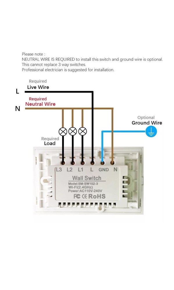 Smart WIFI Light Switch In Wall Works with Amazon Alexa Google Home Android IOS