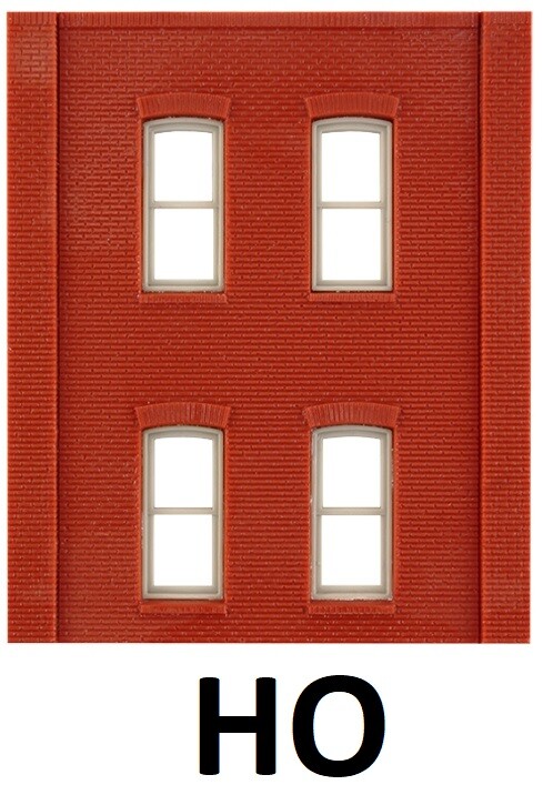 HO - 4 Two Story Walls, 4 Rectangular Windows:"Modular System" DPM-30138
