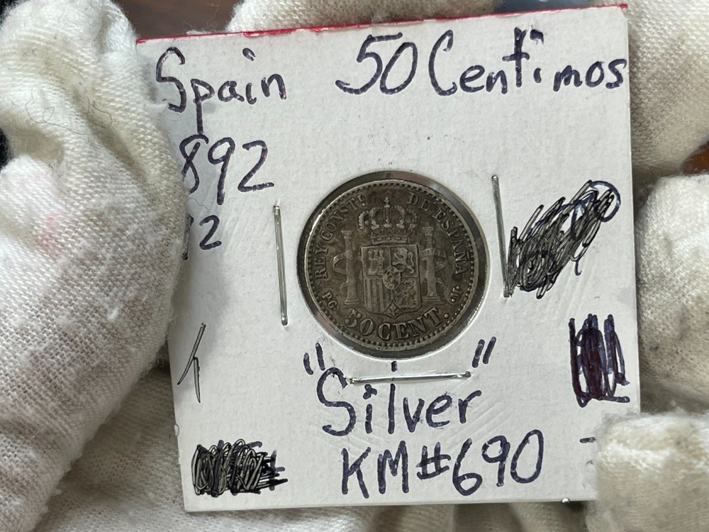 1892 Spain 50 Centimes Silver Coin