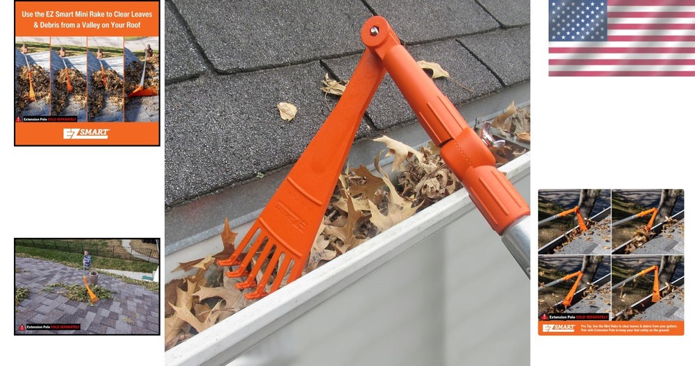 Mini Rake Head for Safe, Ground-Based Gutter & Roof Cleaning