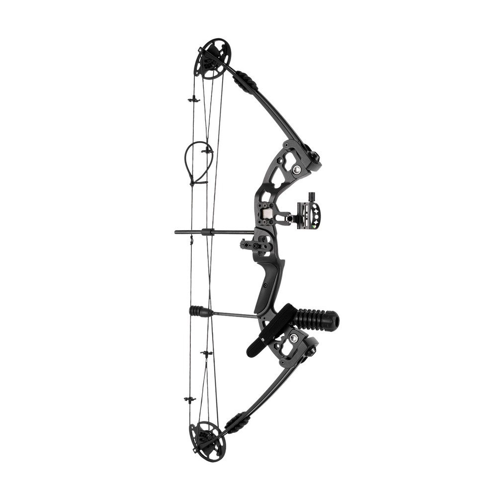 Black Right-Hand Compound Bow Kit for Beginners - Adjustable 30-55 lbs