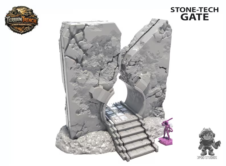 Stone-tech Gate - Wargame Scenery Terrain 28mm/32mm