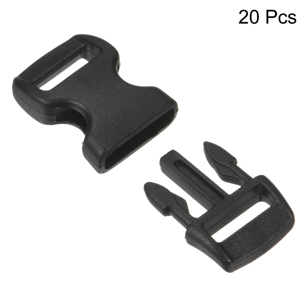 20Pack Plastic Buckles Quick Side Release Clips Clamp Black 11mm