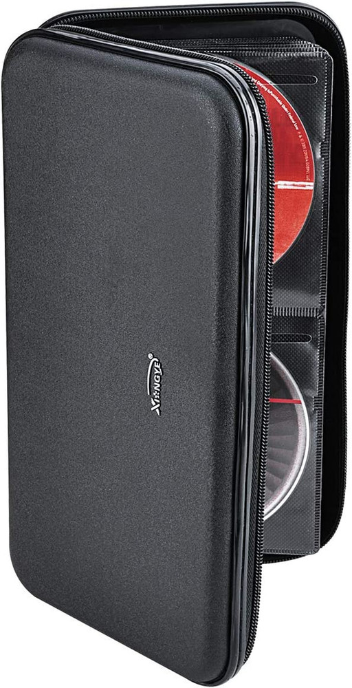 72 Disc CD DVD Case Holder Hard Shell Storage Wallet Black Organizer