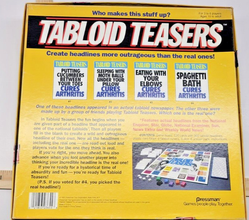 TABLOID TEASERS BOARD GAME #3655 1991